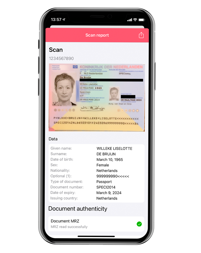 Image highlighting the identity verification report