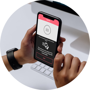 Person performing an NFC authenticity check on mobile