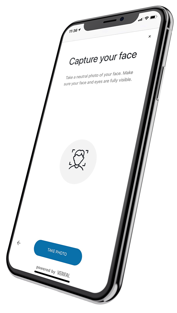 Image highlighting the face capture step in our web offering