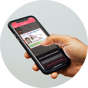 Person scanning a Finnish passport on mobile