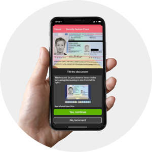 Person performing security features checks on mobile