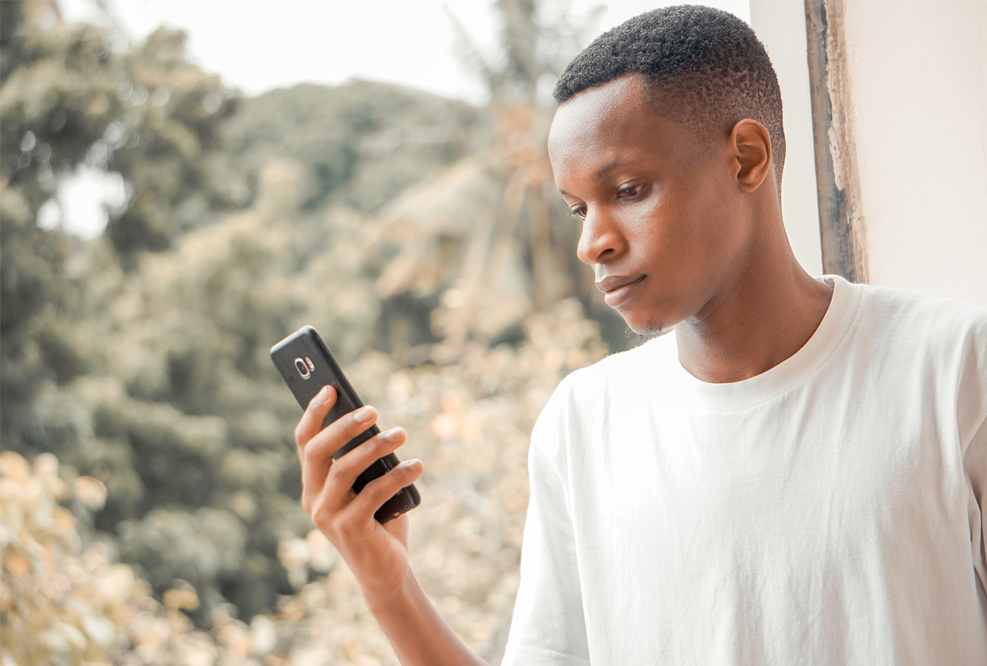 Person scanning his face